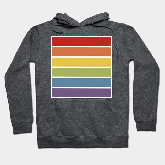 Retro Muted Color Striped Gay Pride Rainbow Hoodie by Ricaso